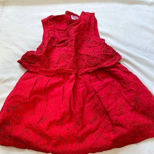 Girls 18-24 month old Red Embroidered dress